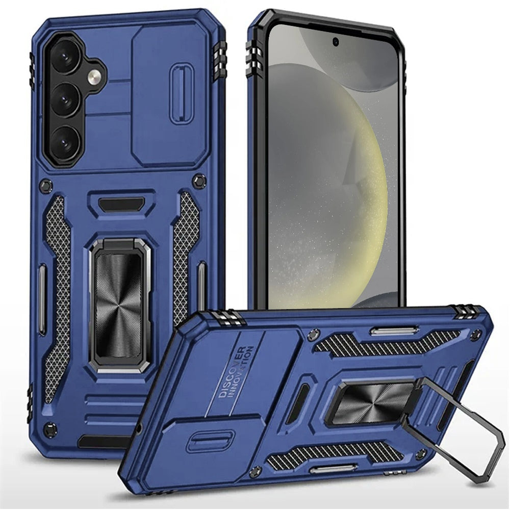 For Apple iPhone 17E /16E Tough Hybrid Case with Movable Camera Window & Metal Ring Stand Shockproof Case Cover