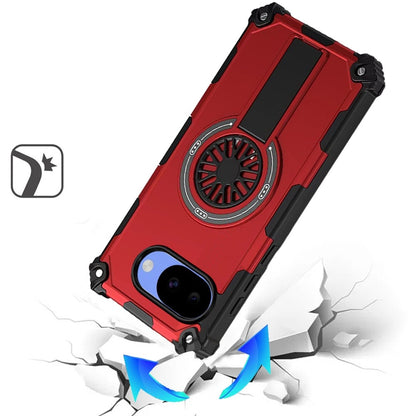 Phone Case for Google Pixel 10A Invisible Kickstand Magnetic Car Mount Friendly Shockproof Texture Anti Slip Durable Grip Heavy Duty Hybrid Cover