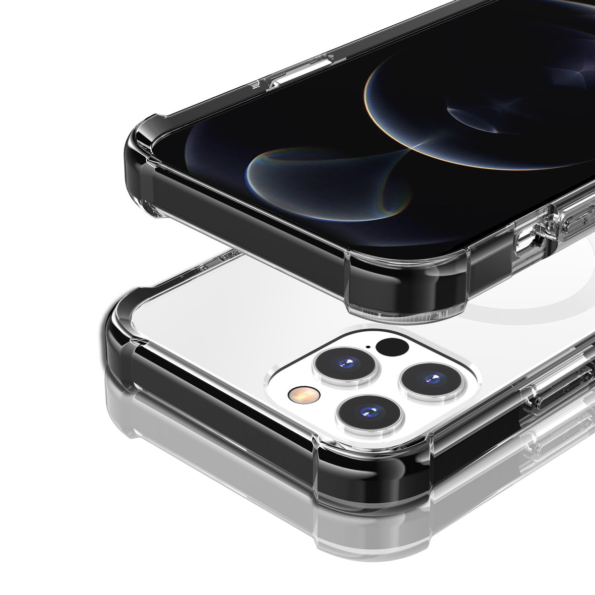 For Apple iPhone 16 Plus (6.7") Hybrid Acrylic Transparent Hard PC + TPU Color Frame Bumper Compatible with MagSafe Case Cover