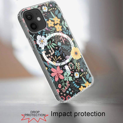 For iPhone 12 / iPhone 12 Pro (6.1") Hybrid Flower Design Stylish Fashion Case, MagSafe Compatible, Thick Shockproof Hard PC Case Cover Wildflower