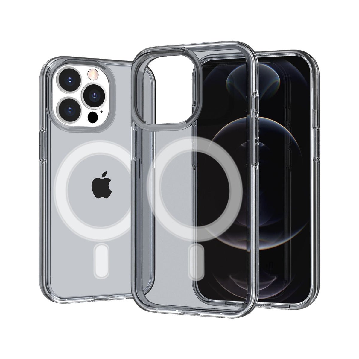 For Apple iPhone 17 MagSafe Compatible Transparent Hybrid Case with Magnetic Circle, Shock Absorption TPU Rubber Case Cover Smoke Gray