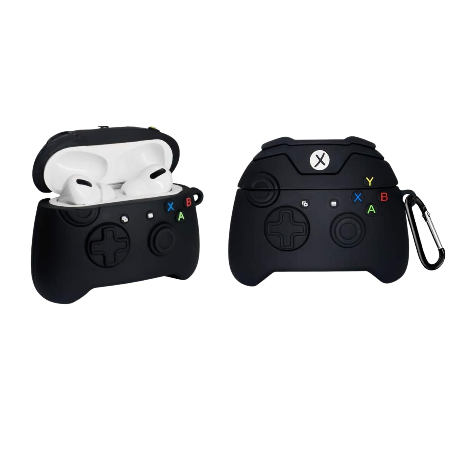 For Airpods Pro 3 Hybrid Cute 3D Fun Design Silicone Skin Cartoon Animal with Keychain Buckle Holder Rubber TPU Soft Case Cover Game Console Black
