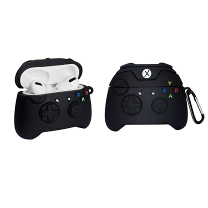 For Airpods Pro 3 Hybrid Cute 3D Fun Design Silicone Skin Cartoon Animal with Keychain Buckle Holder Rubber TPU Soft Case Cover Game Console Black