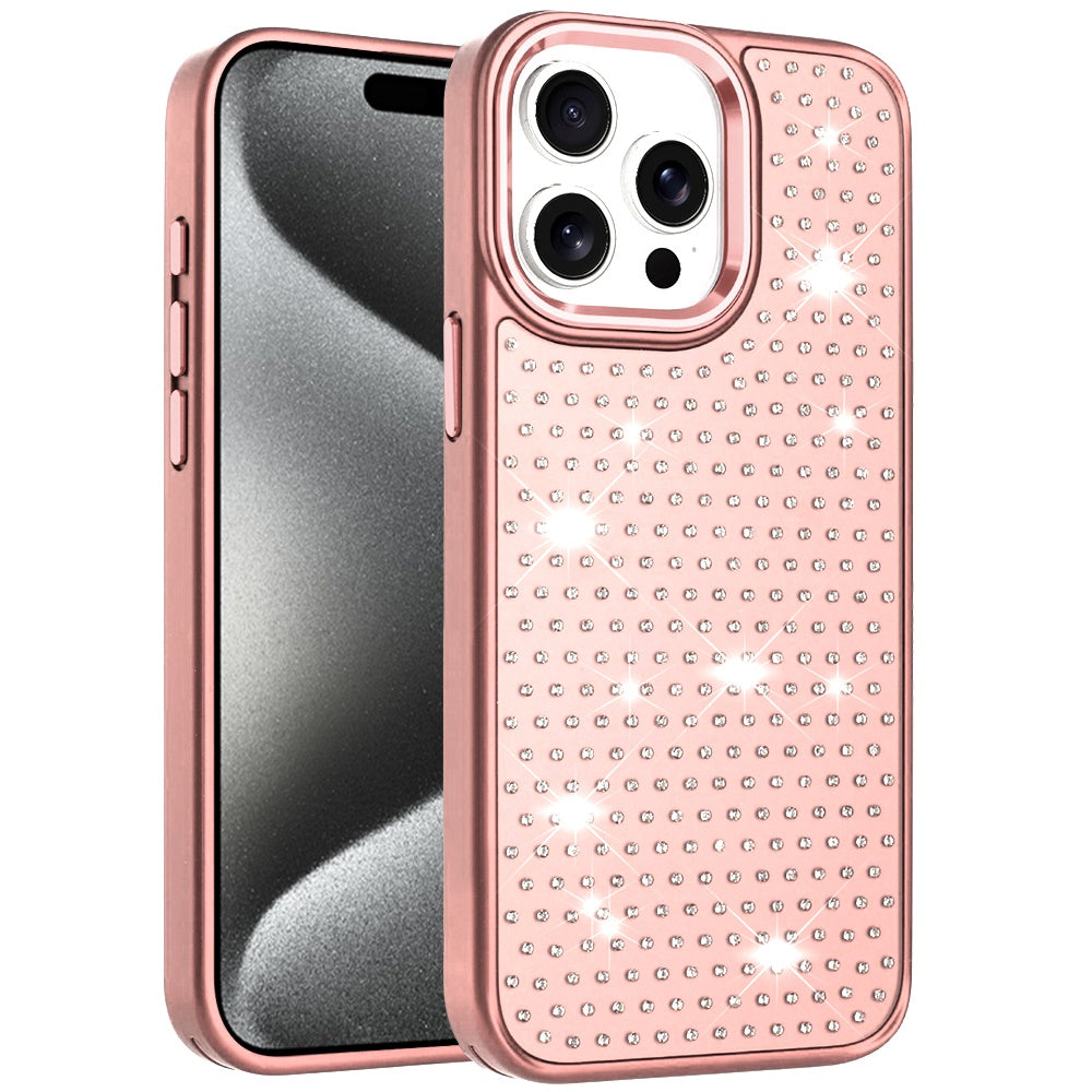 For Apple iPhone 13 Pro Max Bling Diamond Metallic, Full Sparkle Chrome Edged Hybrid Protective Shockproof Case Cover