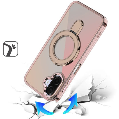 Phone Case for Samsung Galaxy A08 4G, A07 5G, A07 4G Chrome Magnetic Ring Stand Rotational Shockproof Hybrid Kickstand Metal Finish Rugged Drop Protection Armor Cover