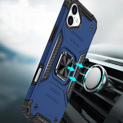 For Apple iPhone 17 Armor Hybrid Magnetic Stand with Ring Holder Kickstand Shockproof Heavy-Duty Durable Rugged TPU Dual Layer Case Cover
