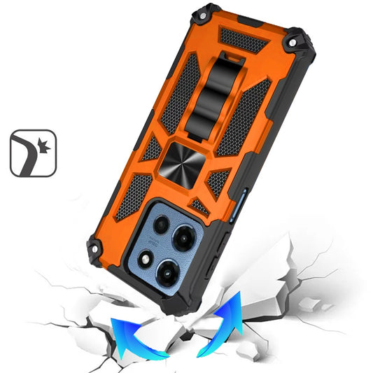 For Motorola Moto G 5G 2026/2025 Hybrid Shockproof [Military Grade] Rugged Protective with Magnetic Car Mount & Invisible Stand Case Cover Cosmic Orange