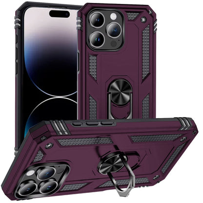 Phone Case for Apple iPhone 14 Pro Max Rotatable Ring Stand Shockproof Hybrid Armor Anti Slip Heavy Duty Fit Magnetic Car Mount Durable Grip Cover Purple