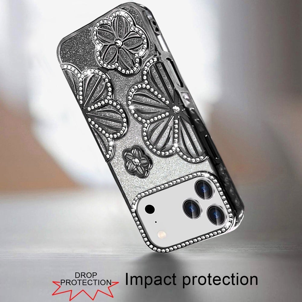 Phone Case for Apple iPhone 18 Pro Max Shimmer Glitter Floral Thick TPU Shockproof Durable Grip Camera Protection Anti-Scratch Stylish Design Cover