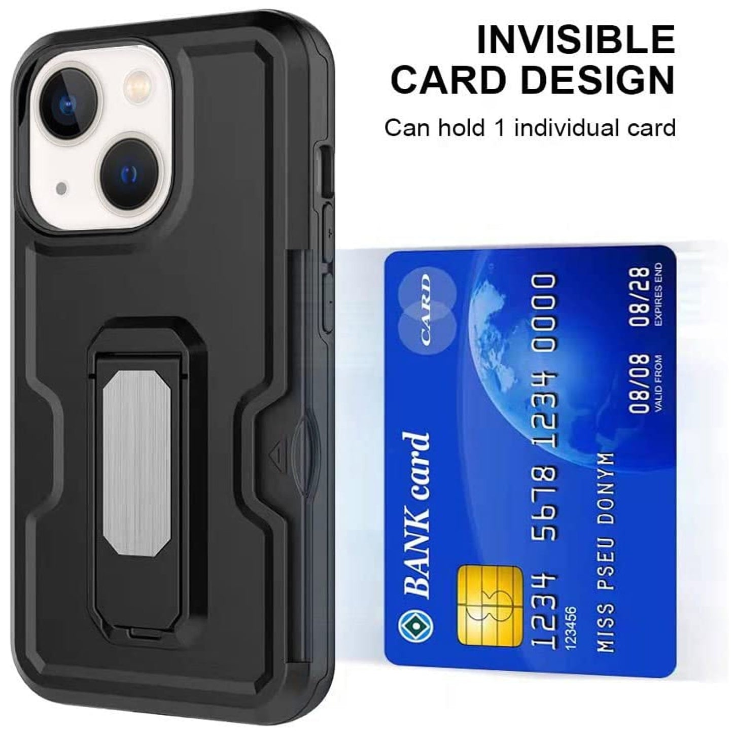 Phone Case Cover for Motorola Moto G Stylus 5G 2026 Hybrid Wallet Case with Invisible ID Card Slot, Kickstand, Holster Belt Clip, Heavy-Duty Protection Cover Black