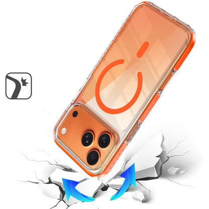 For Apple iPhone 17 Pro Max (6.9") Transparent Colored Edge Magnetic Hybrid Thick Shockproof Drop Protection Compatible with Wireless Charging Case Cover Black
