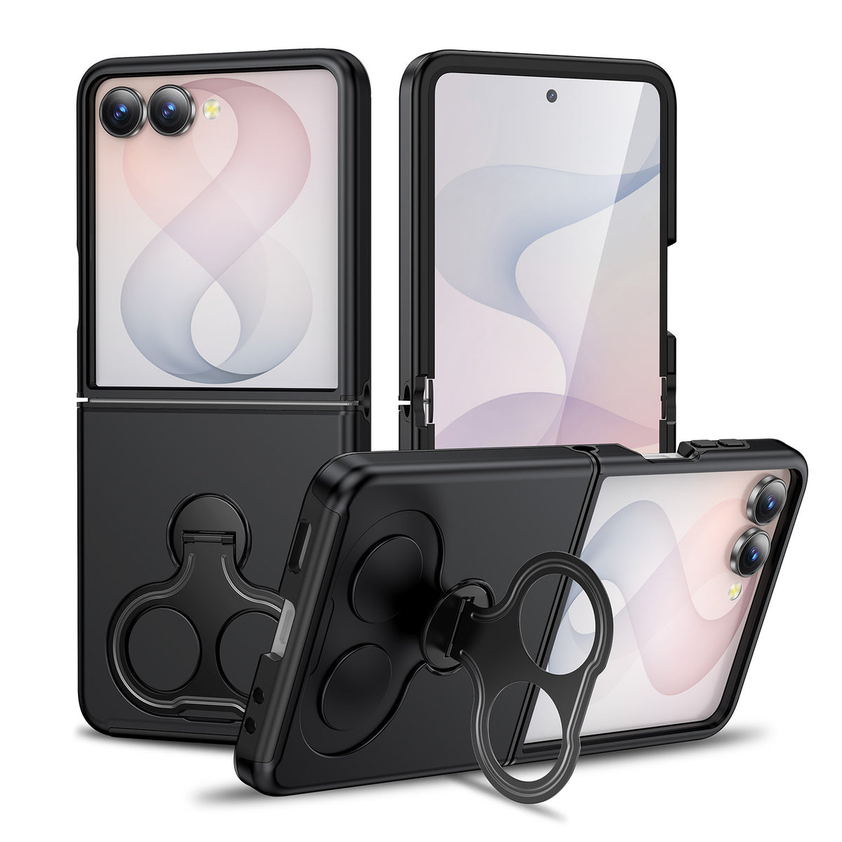 Phone Case for Samsung Galaxy Z Flip 8 Magnetic 2 Ring Stand Car Mount Friendly Shockproof Rugged Grip Armor Dual Ring Kickstand Heavy Duty Hybrid Cover