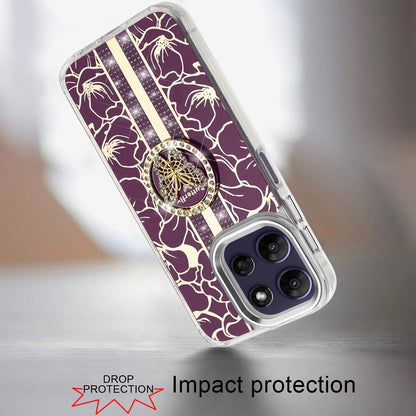 Phone Case for Motorola Moto G Power 5G 2026 /2025 Floral Butterfly Ring Stand Glitter Bling Shockproof Hybrid Luxury Fashion Protective Anti Slip Durable Grip Cover