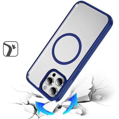 Phone Case for Apple iPhone 13 Pro Transparent Magnetic HQ Shockproof Hybrid 2.0mm Thick AntiSlip Grip Drop Protection Rugged Clear Durable Impact Cover Navy Blue