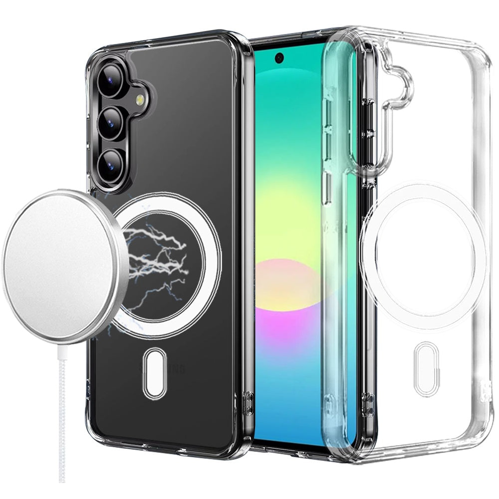 Phone Case for Samsung Galaxy A27 Thick Clear Hybrid Magnetic Circle Shock Absorbing Reinforced Corners TPU Heavy Duty Transparent Frame Bumper Cover Clear