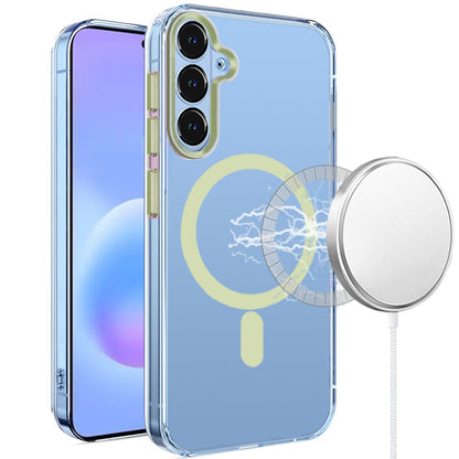 Phone Case for Samsung Galaxy A57 Clear Transparent Magnetic Circle Slim Shockproof Durable TPU Hard PC Grip Hybrid Design Cover Green