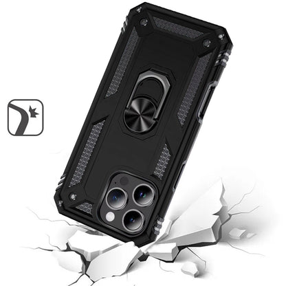 For Apple iPhone 13 Pro Max Hybrid Shockproof Durable 360 Degree Rotatable Ring Stand Holder Kickstand Fit Magnetic Car Mount Case Cover Black
