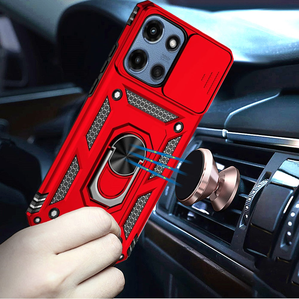 For Motorola Moto G 5G 2026/2025 Hybrid Ring Shockproof with 360° Rotate Ring Kickstand, Camera Lens Protection, Soft Edge Bumper Case Cover