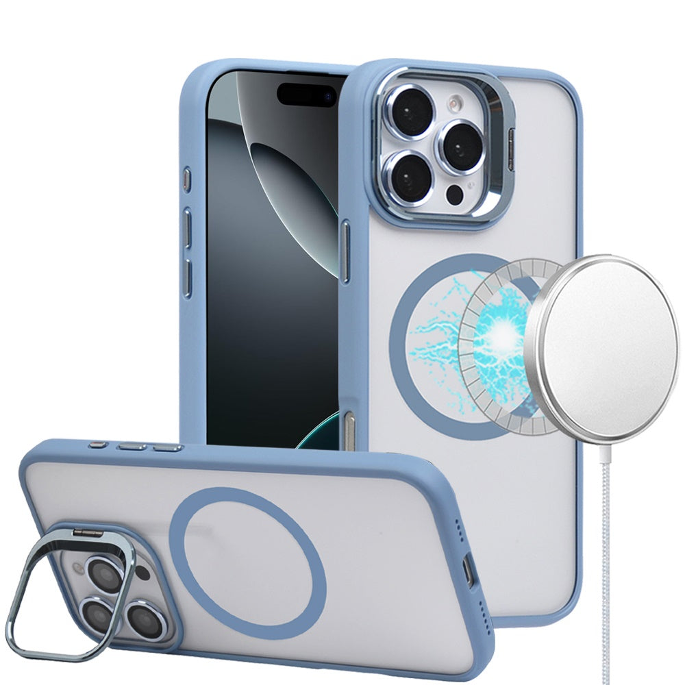 For Apple iPhone 16 Plus (6.7") Hybrid Magnetic Cool Case with Camera Stand Fits MagSafe Accessories Shockproof Case Cover