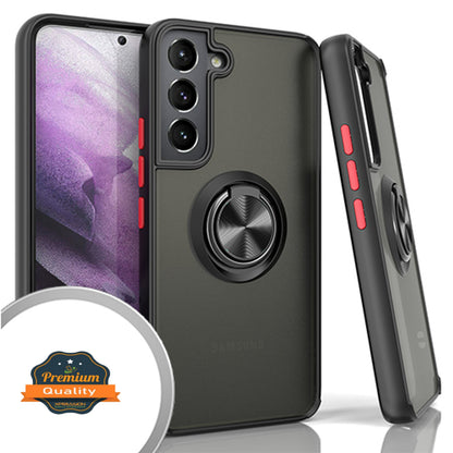 For Samsung Galaxy S25+ S25 Plus /S24+ Ring Holder Case Hybrid Kickstand, Matte Frosted TPU Hard Frame Shock-Absorption Case Cover