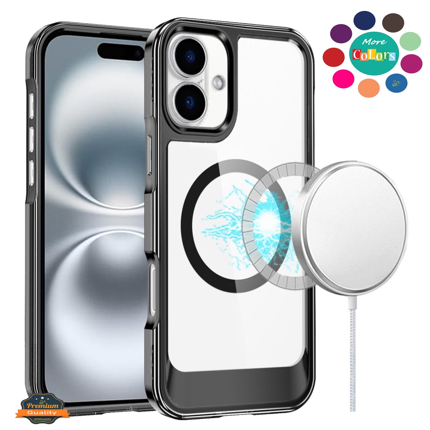 For Apple iPhone 13 Pro Max Transparent HQ Hybrid Slim, Shockproof, Compatible with MagSafe wireless charging & Military-Grade Case Cover