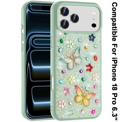 Phone Case for Apple iPhone 18 Pro 3D Butterfly Diamond Bling Glitter Shockproof Stylish Protective Luxury Hybrid Sparkly Durable Grip Design Cover
