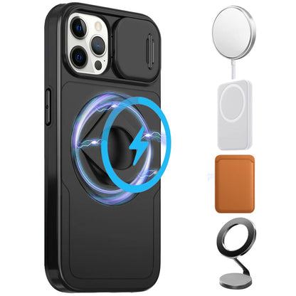 For Apple iPhone 14 /13 Full Coverage with Camera Window, Magnetic Circle, Rotatable Ring Stand, MagSafe Compatible, Shockproof Hybrid Protectiv Case Cover