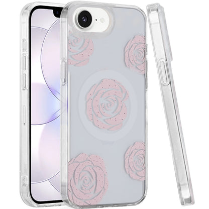 Phone Case for Apple iPhone 16 E Stylish Design Shockproof Magnetic Magsafe Compatible TPU IMD Print Rugged Grip Drop Protection Slim Fashion Cover Pink