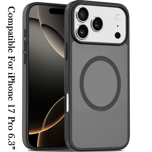 Phone Case for Apple iPhone 17 Pro Magnetic Matte Hybrid Shockproof Smooth Grip Durable Camera Protection Anti-Slip Soft Touch TPU Armor Cover
