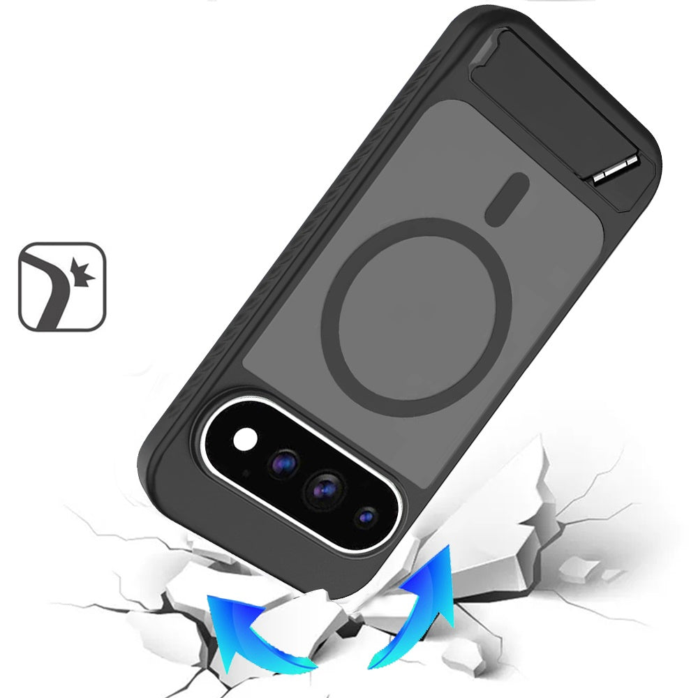 Phone Case for Google Pixel 11 /11 Pro Matte Magnetic Metal Kickstand Shockproof Grip Anti Slip Durable Protective Heavy Duty Hybrid Cover