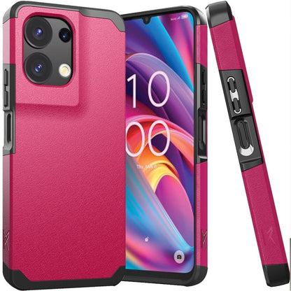 Phone Case for TCL K33/ K32 5G Slim Tough Shockproof Heavy Duty Hybrid Armor Anti Slip Durable Grip Dual Layer TPU Protective Hard Shell Cover Pink