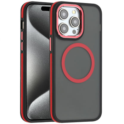 For Apple iPhone 16 (6.1") Frosted Translucent Back Hybrid with Magnetic Circle MagSafe Compatible, Military Grade Shockproof Slim Case Cover