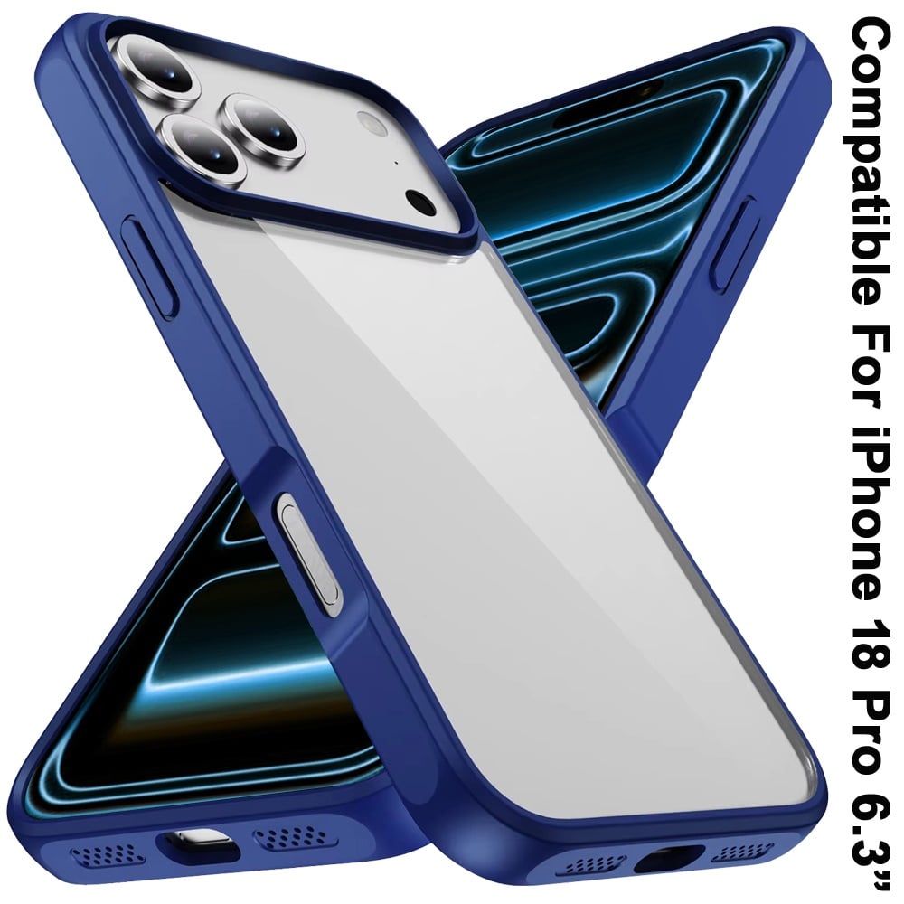 Phone Case for Apple iPhone 18 Pro Transparent Thick 2.0mm Hybrid Shockproof Rubber TPU Protective Slim Fit Grip Durable Clear HQ Design Cover