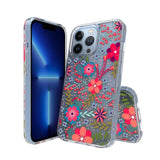 For Apple iPhone 15 Pro (6.1") Floral Patterns Design Clear TPU Silicone Shock Absorption Bumper Hard Back  Phone Case Cover