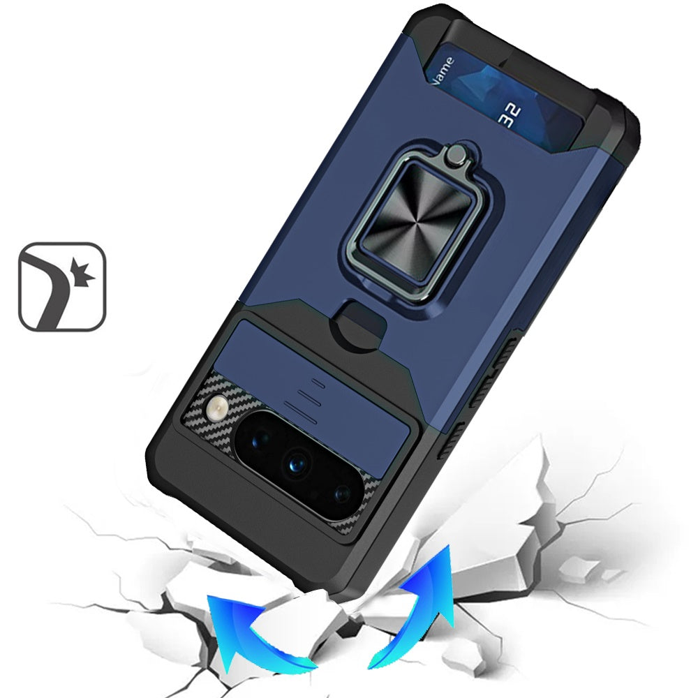 Phone Case for Google Pixel 11 / 11 Pro Card Holder Magnetic Ring Stand Shockproof Anti Slip Wallet Grip Protective Hybrid Design Cover