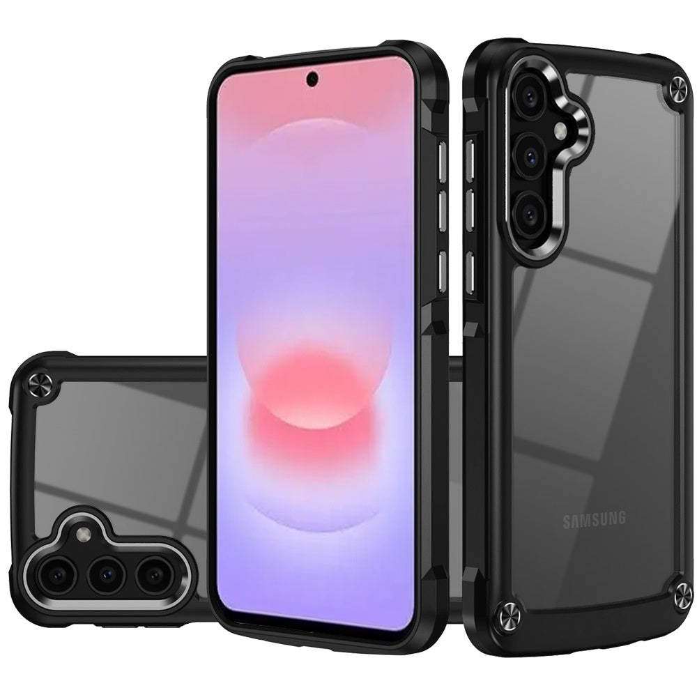 Transparent Hybrid Metal Button Camera Edge Shockproof Bumper Frame TPU Protective Slim Grip Durable