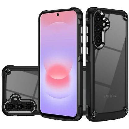 Transparent Hybrid Metal Button Camera Edge Shockproof Bumper Frame TPU Protective Slim Grip Durable