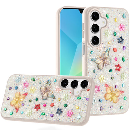For Samsung Galaxy A16 5G Diamond Butterfly 3D Glitter Bling Design, Slim Hybrid Sparkle Protective Cover TPU for Women Girls Case Cover
