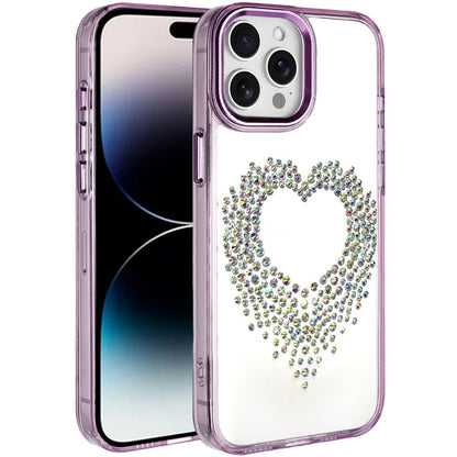 For Samsung Galaxy A37 Angel Hearts Bling Glitter Diamond Hybrid TPU Cover, Colorful Frame Shockproof Protective Back Case Cover