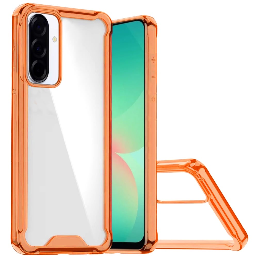 Phone Case for Samsung Galaxy A27 Shockproof Transparent Hard PC TPU Hybrid Durable Frame Gummy Protective Slim Grip Lightweight Cover Cosmic Orange