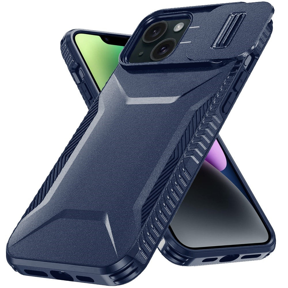 Phone Case for iPhone 14/13 Shockproof Hybrid Rugged Grip Camera Window Guard Window Protective Heavy Duty Slim Textured Design Cover Blue