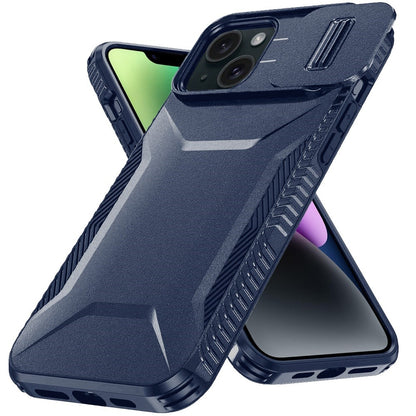 Phone Case for iPhone 14/13 Shockproof Hybrid Rugged Grip Camera Window Guard Window Protective Heavy Duty Slim Textured Design Cover Blue