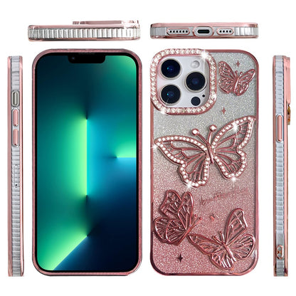 Phone Case for Apple iPhone 13 Pro Max Butterfly Freedom Shimmer Glitter Thick TPU Shockproof Anti Slip Durable Protective Design Cover Gold