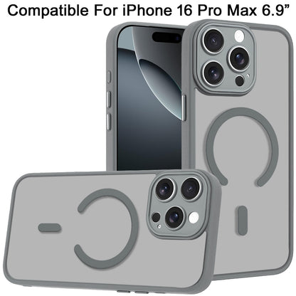 Phone Case for iPhone 16 Pro Max (6.9") Matte Frosted Magnetic Hybrid Hard PC Soft TPU Camera Protection Slim Shock Absorbing Anti Fingerprint Cover