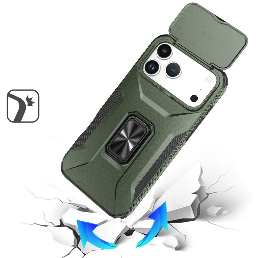 Magnetic Ring Stand Camera Protection Shockproof Heavy Duty Kickstand Rugged Grip Anti Scratch Hybrid