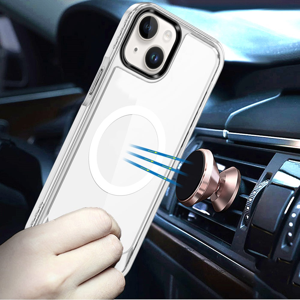 For Apple iPhone 16 (6.1") Transparent HQ Hybrid Slim, Shockproof, Compatible with MagSafe wireless charging & Military-Grade Case Cover