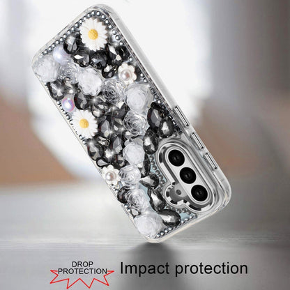 Full Bling Rhinestone Glitter Floral Luxury Hybrid Shockproof Stylish Sparkling Protective Designer Ornament