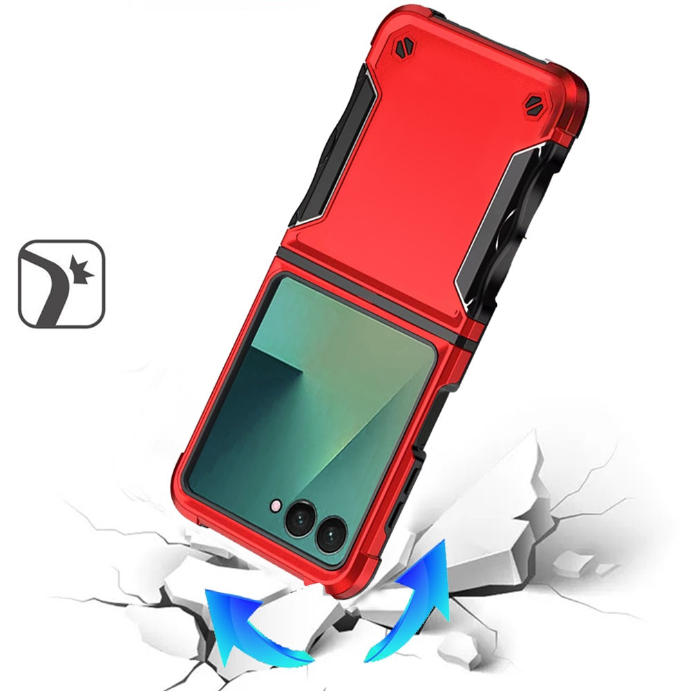 For Samsung Galaxy Z Flip 7 Slim Tough Shockproof Hybrid Heavy Duty 2in1 Dual Layer TPU Bumper Rugged Rubber Defend Armor Case Cover Red