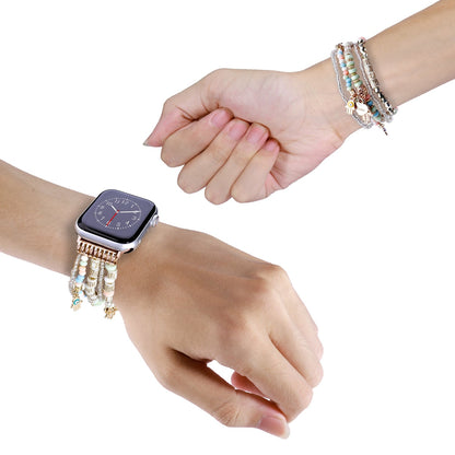 Watch Band Beaded Stretch Bracelet Love Charm Pendant Elastic Comfortable Replacement Strap