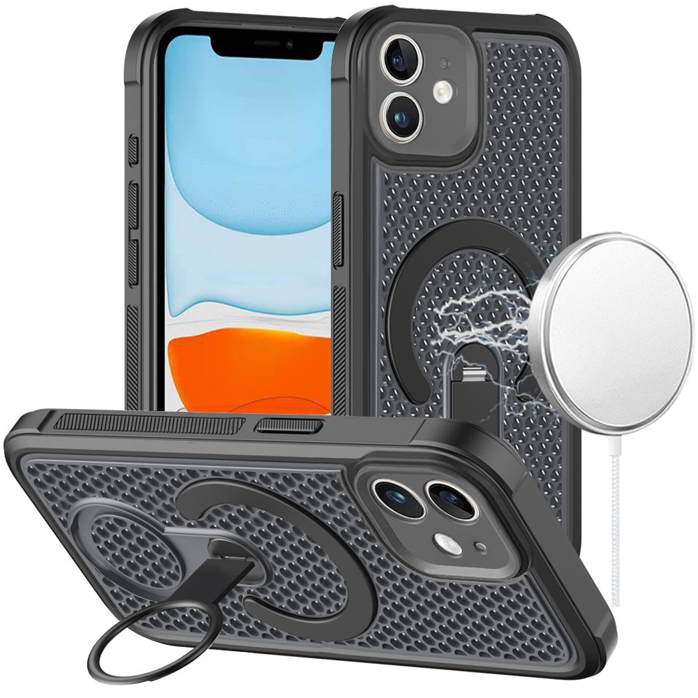 Phone Case for Apple iPhone 11 Magnetic Honeycomb Hybrid Rugged Armor Ring Kickstand Dual Layer Shock Absorbing Hard PC Soft TPU Cover
